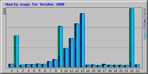Hourly usage for October 2008